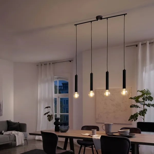 Briloner - Luster na lanku LONGA 4xE27/60W/230V čierna