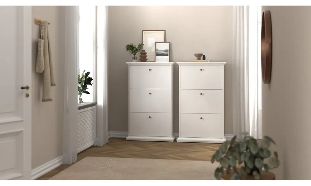 Biela výklopná skrinka na topánky Paris – Tvilum