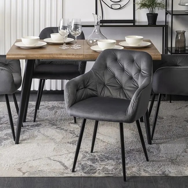 Dizajnová jedálenská stolička Ravenna šedá velúr
