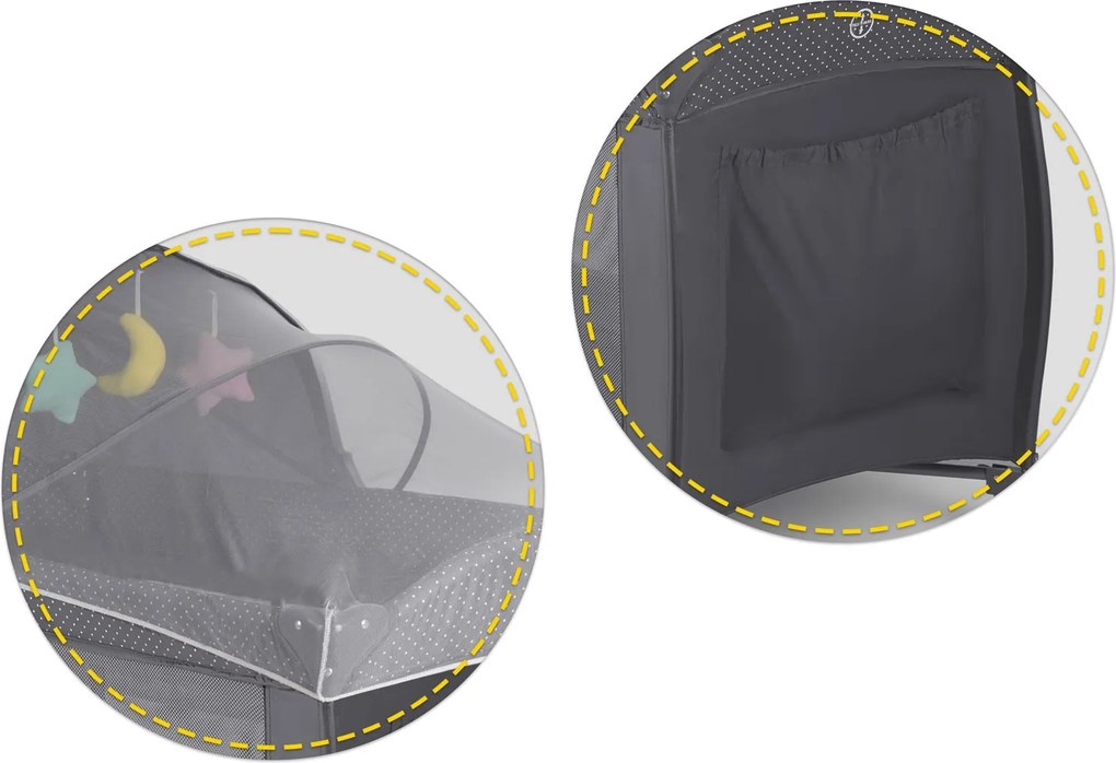 Ricokids Cestovná postieľka + matrac + taška 125 x 65 x 78 cm RK-242 antracit