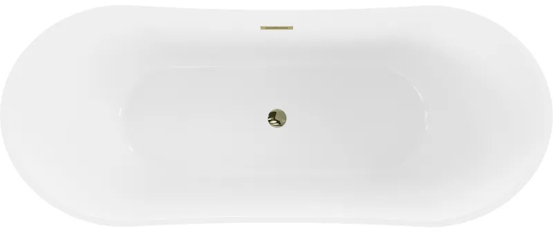 Mexen Celia, voľne stojaca vaňa 170 x 75 cm, biela, zlatý lesklý prepad, 52331707500-50