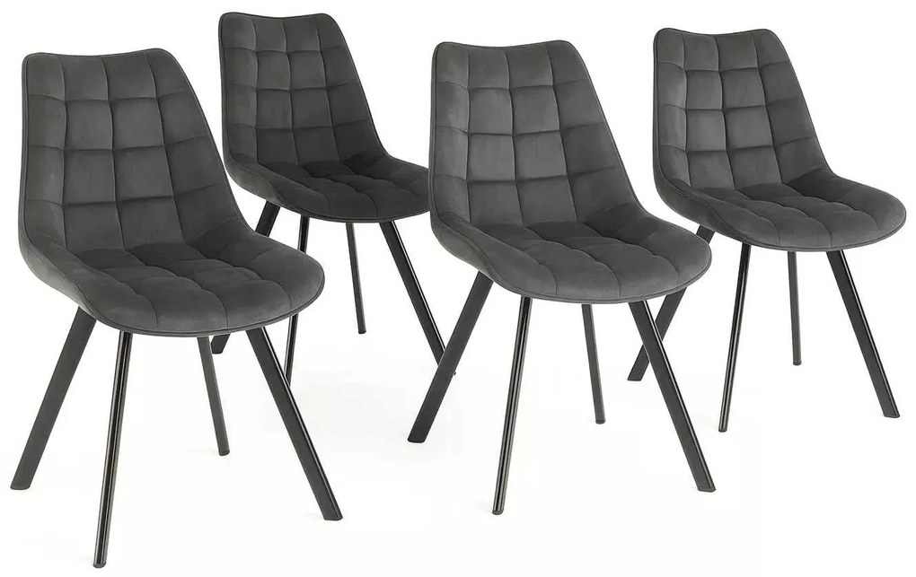 LuxuryForm DESIGN Stolička ORLEN VELUR - tmavo šedá - SET 4 ks