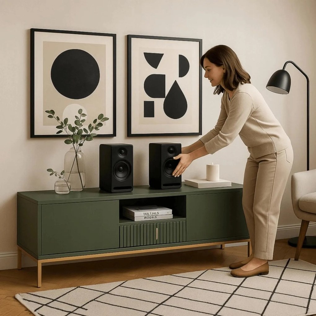 TV skrinka Militaba (zelená + zlatá) . Akcia -20%. Vlastná spoľahlivá doprava až k Vám domov. 1129025