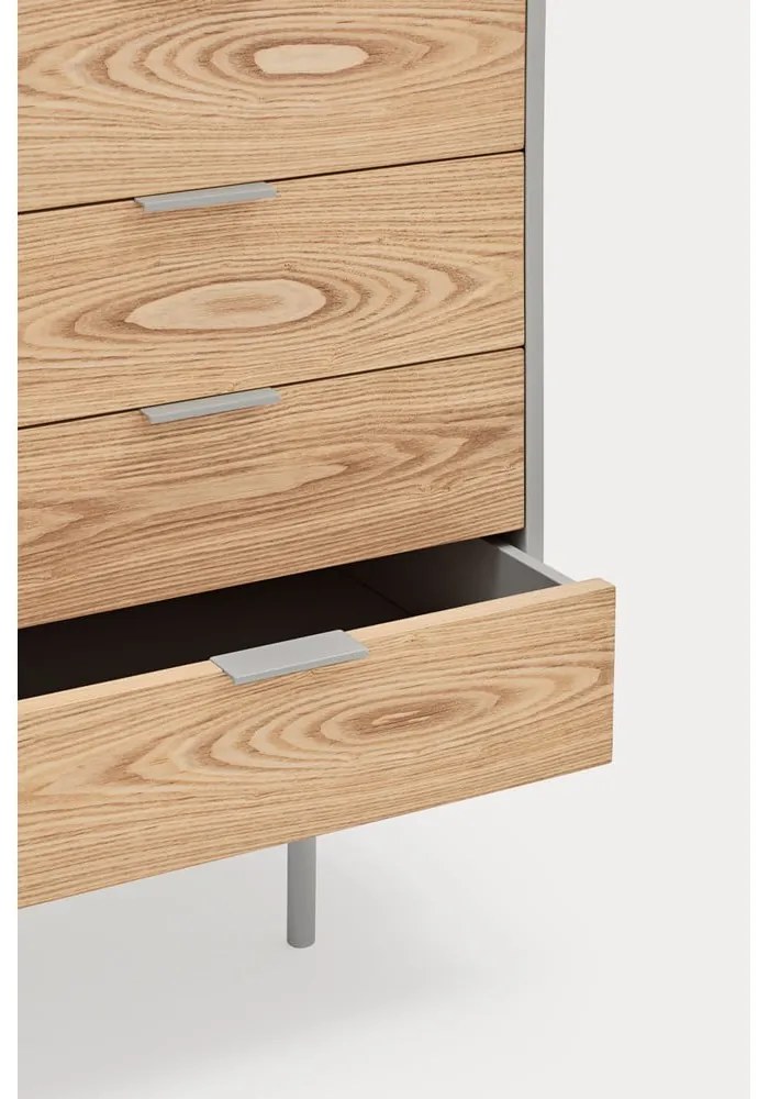 Nízka komoda v dekore duba v sivo-prírodnej farbe 159x80 cm Sierra – Teulat