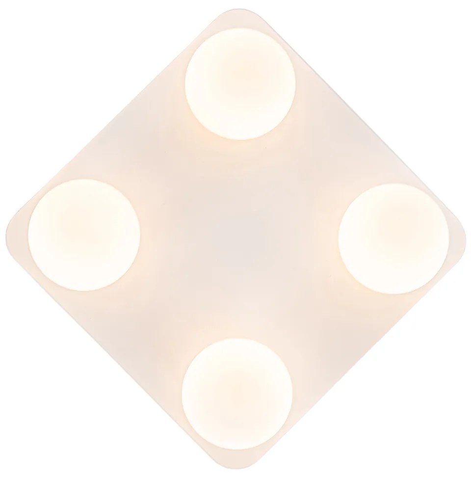 Moderné stropné svietidlo do kúpeľne biele štvorcové 4-žiarovkové - Cederic