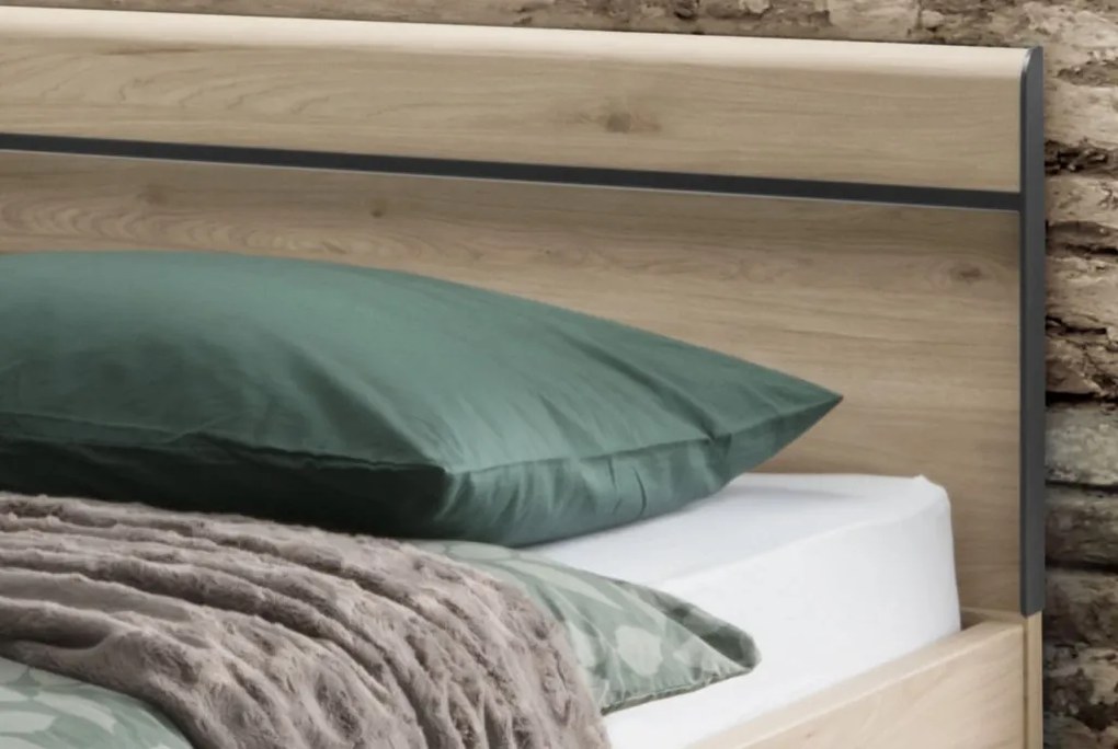 Posteľ Brüssel 180x200 cm, kamenný dub/šedá