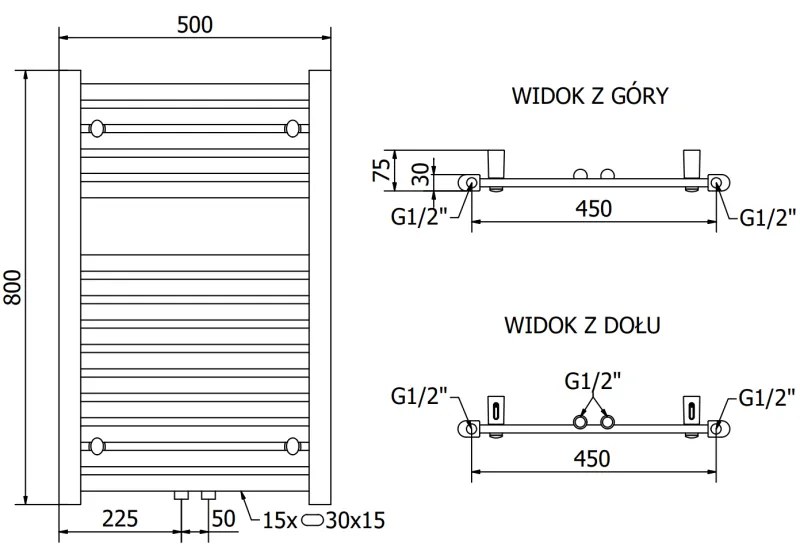 Mexen Hades, vykurovacie teleso 800x500 mm, 301 W, chrómová, W104-0800-500-00-01