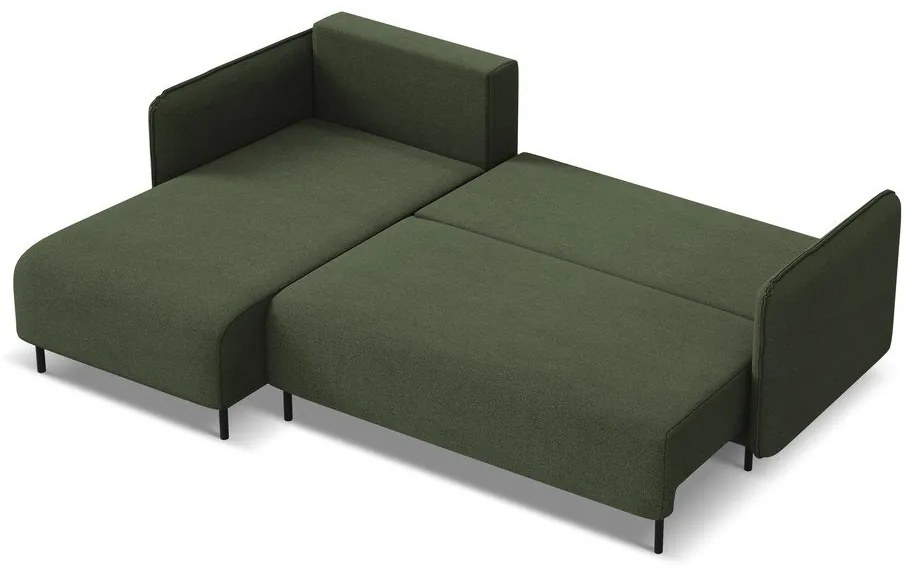 Zelená rozkladacia/s úložným priestorom rohová pohovka (ľavý roh) Luana – Makamii