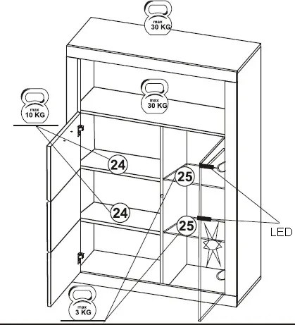 Obývacia stena Stone, s osvetlením