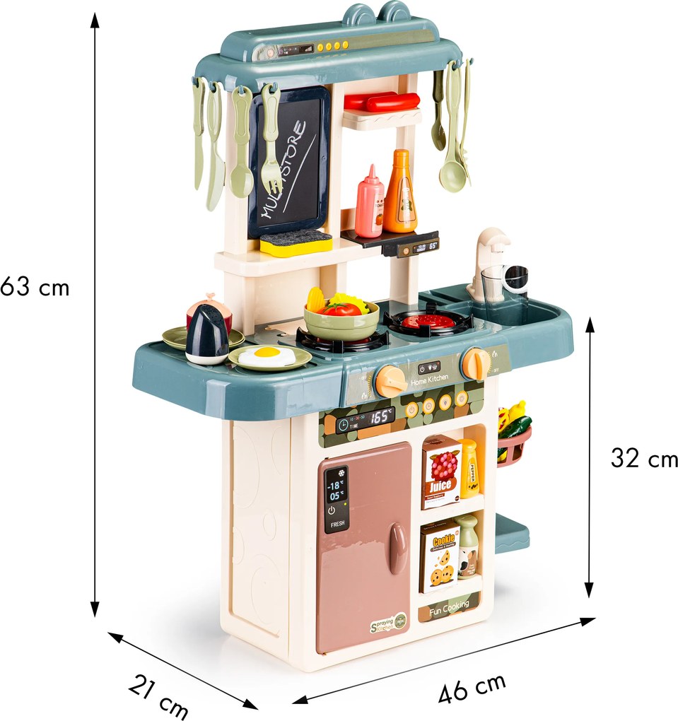 MULTISTORE Detská kuchynka 46 dielov - parný generátor, LED, zvuky, vodný drez (3+)
