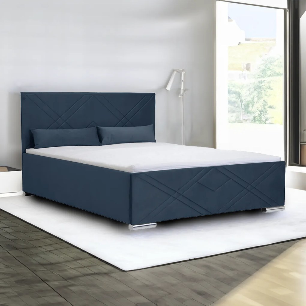 Čalúnená posteľ s kontajnerom a matracom CRIS Námorník 180 x 200 cm
