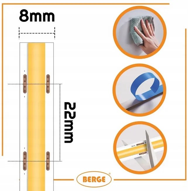 BERGE LED pásik COB Neon 24V - 480D - 9W/m - IP20 - 990lm - 50m - studená farba