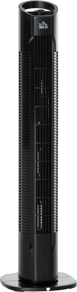 HOMCOM Moderný Stĺpový Ventilátor, 3 Rýchlosti s 70° Osciláciou, Stĺpový Ventilátor s Okruhlým Podstavcom a Držadlom, 50W, Ø 20 x 78,5 cm, čierny | Ao