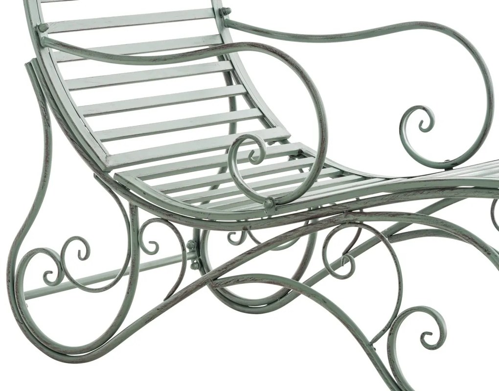 Kovová záhradné lehátko Amiens - Zelená antik