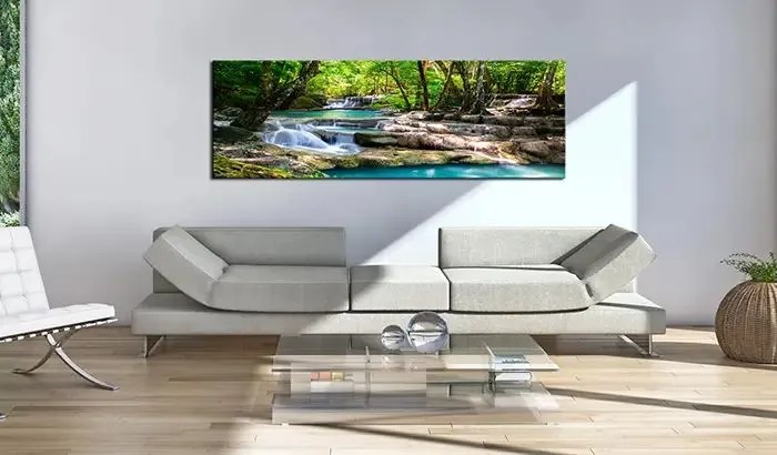 Obraz - Nature: Forest Waterfall Veľkosť: 120x40, Verzia: Premium Print