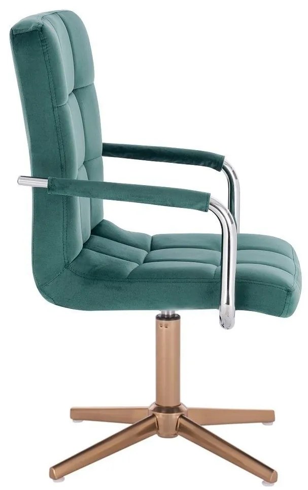 LuxuryForm DESIGN Stolička VERONA VELUR na zlatom kríži - zelená