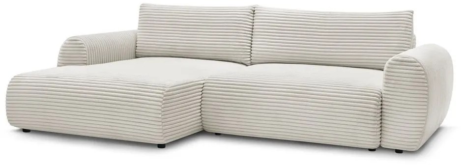 Krémová menčestrová rozkladacia rohová pohovka (ľavý roh) Lucien – Bobochic Paris