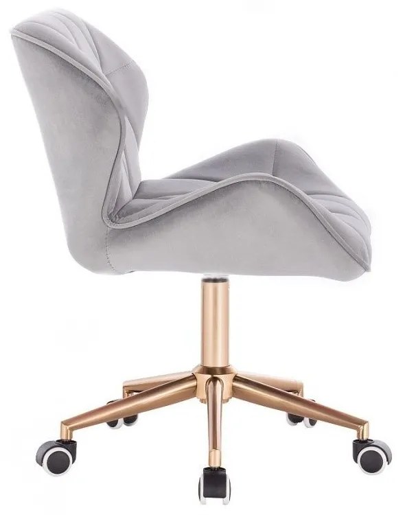 LuxuryForm DESIGN Stolička MILANO VELUR na zlatej podstave s kolieskami - svetlosivá