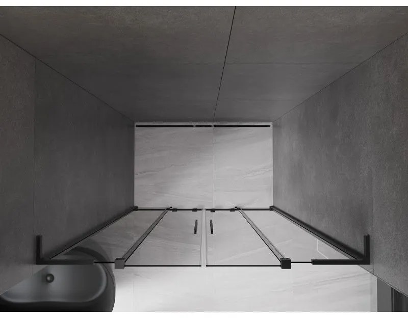 Mexen Velar L Duo, posuvné sprchové dvere do otvoru 150 cm, 8mm šedé sklo, čierna matná, 871-150-003-42-70