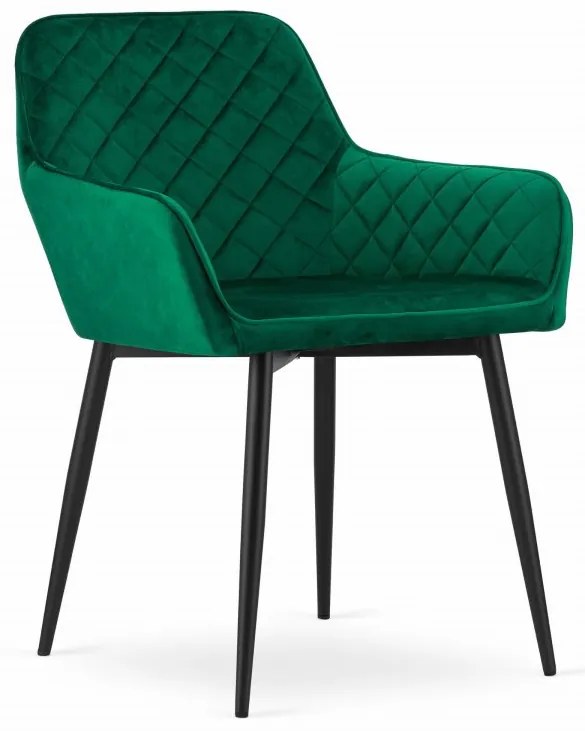Stolička NOLA - zelený zamat / čierne nohy