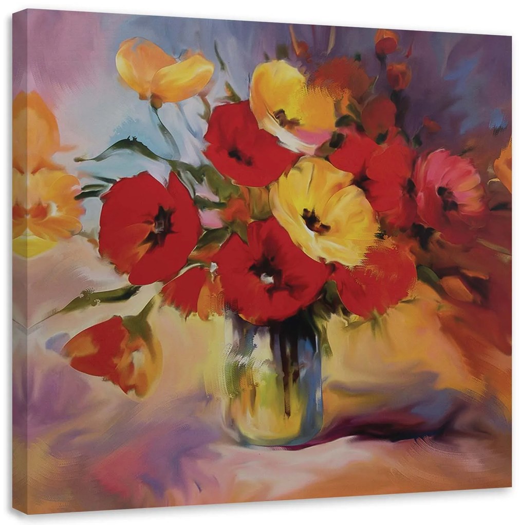 Gario Obraz na plátne Kytica makov vo váze Rozmery: 60 x 60 cm