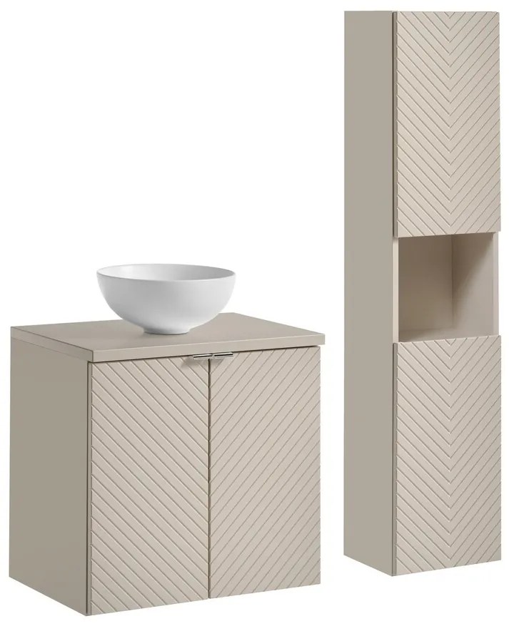 Kúpeľňová zostava Viva Cashmere Domi so skrinkami a umývadlom 60 cm kašmírová