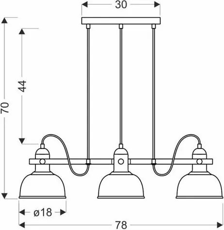 Luster na lanku RENO 3xE27/40W/230V čierna/hnedá