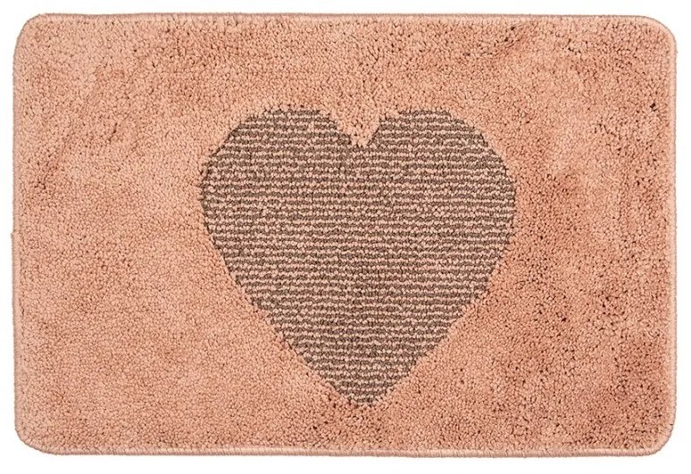 Ružová kúpeľňová predložka so srdiečkom - 58*38*1 cm