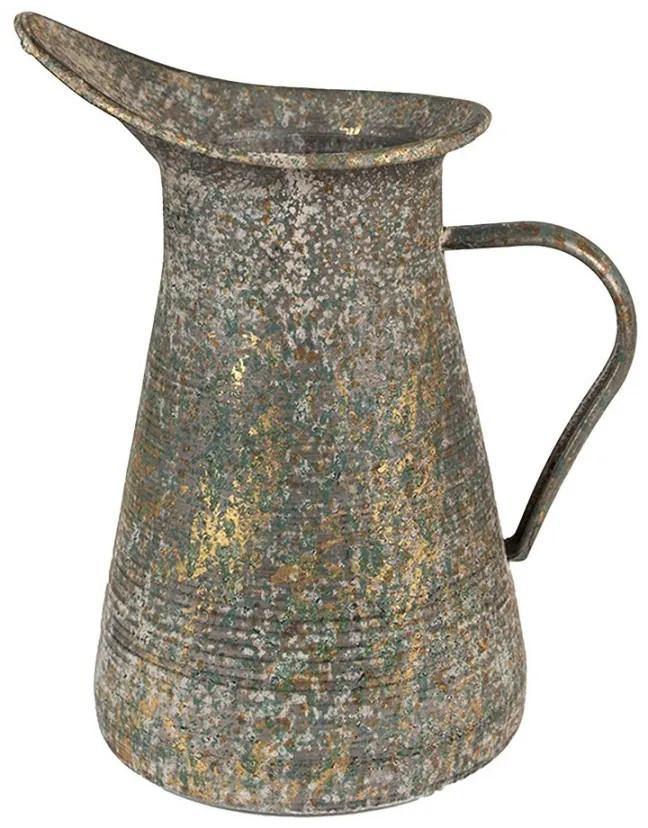 Šedý antik plechový dekoračný džbánok - 21*15*25 cm