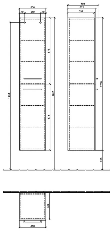 Villeroy & Boch AVENTO : vysoká skrinka 350x1760x372mm, 2 dvierka, pánty vľavo, Arizona Oak, A89400VH