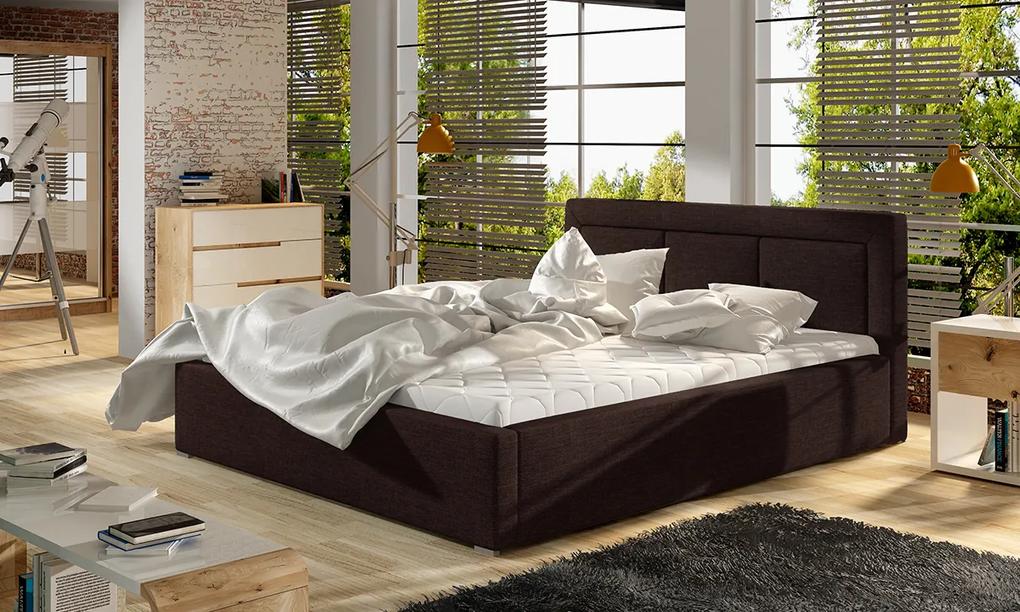 Čalúnená manželská posteľ s roštom Branco 200 - tmavohnedá (Sawana 26)