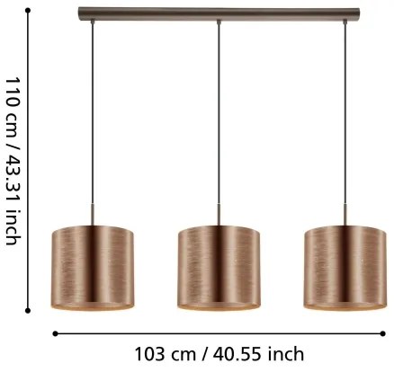 Eglo 39357 - Luster na lanku SAGANTO 1 3xE27/60W/230V medená