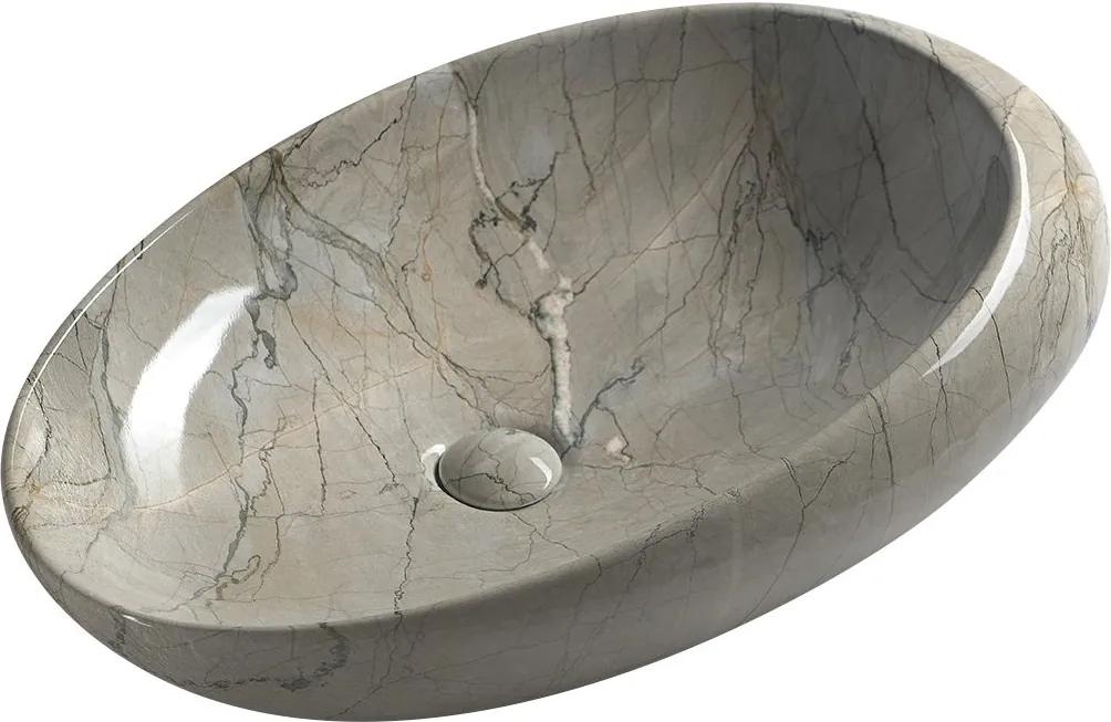 Dalma MM313 keramické umývadlo 68x44x16,5 cm, sivý mramor