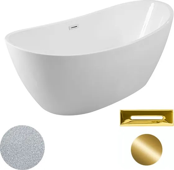 Besco Akrylátová voľne stojaca vaňa Ayla Glam S 170x80 BESCO-Typ výpuste: Click-Clack s prepadom, chróm, BESCO-Rozmery: 170x80, BESCO-Farba: Biela/st…