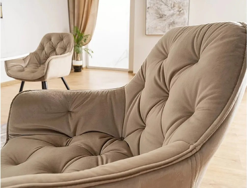 SI Čerešňová zamatová stolička béžová