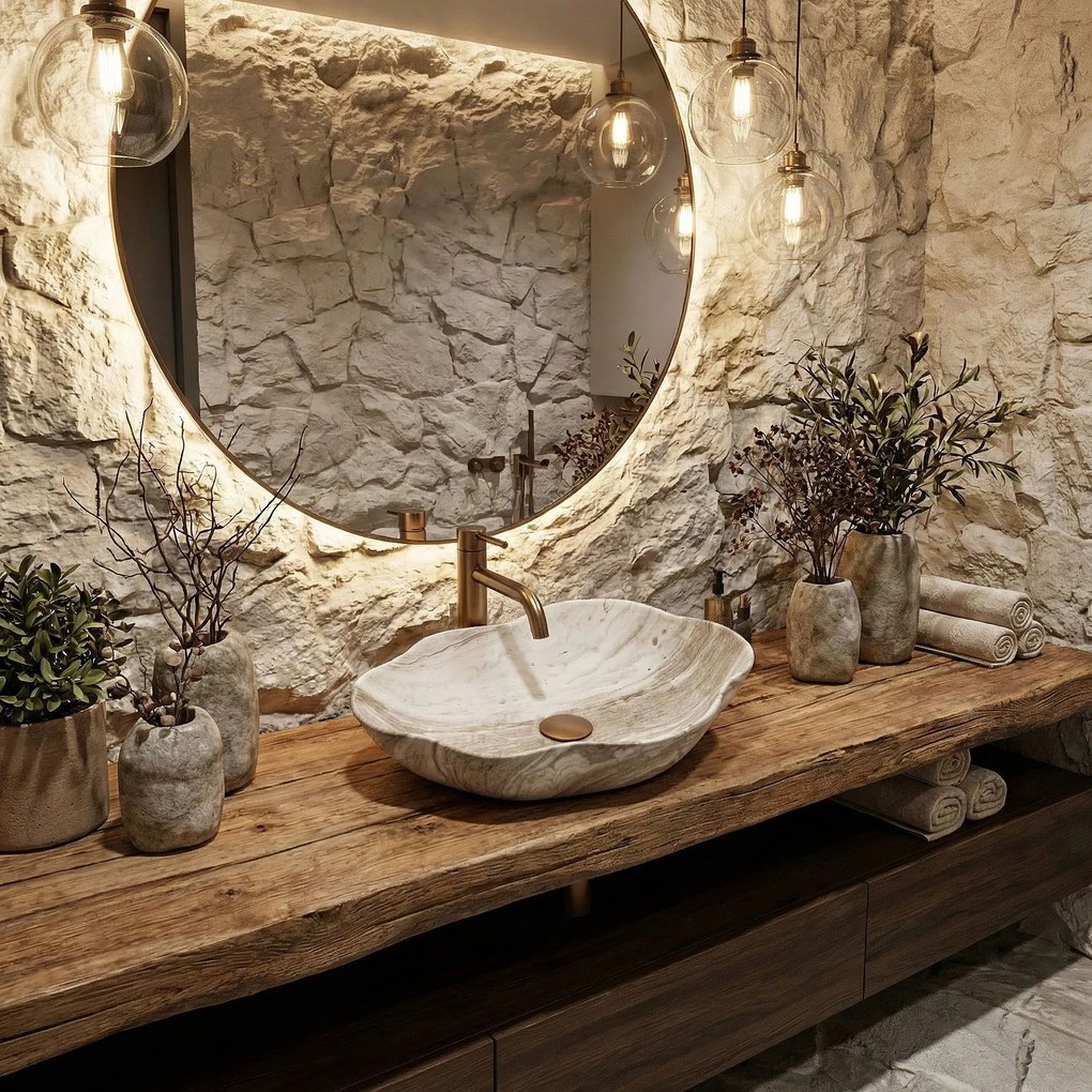 Rea Pearl Saturn, umývadlo na dosku 505x380x135 mm, imitácia kameňa, REA-U0618