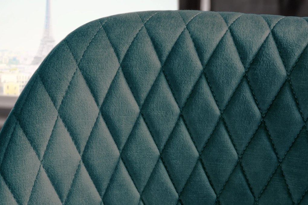 Barová stolička Paris dekoračné prešívanie petrol velvet