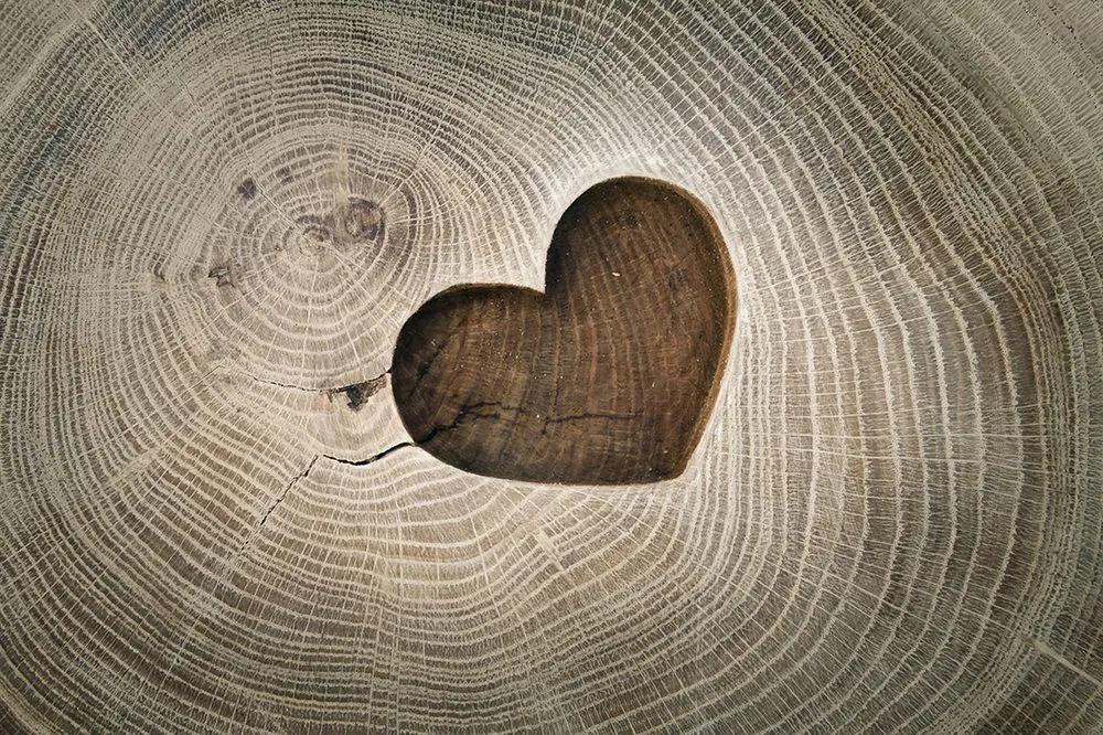 Fototapeta znak lásky na dreve