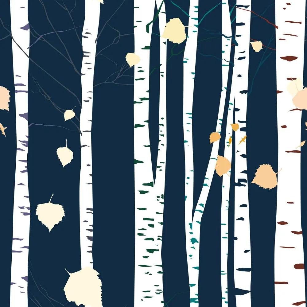 Samolepiaca tapeta tajomné brezy v mesačnom svetle
