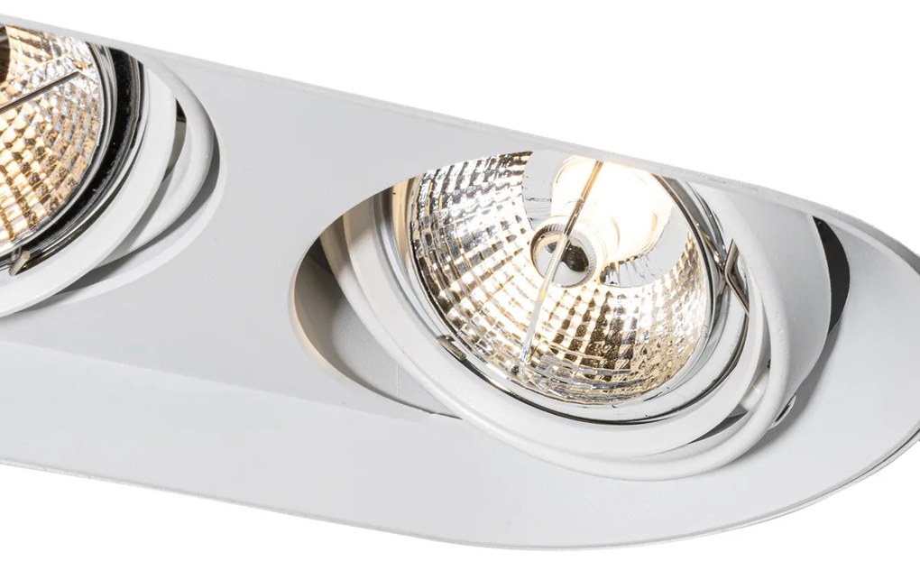 Sada 6 zaoblených zapustených bodových svetiel biela GU10 70 mm 2-svetelné - Hubs