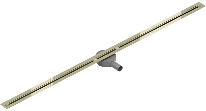 Mexen Flat Super Slim, super tenký odtokový žľab s 360° rotačným sifónom 160 cm, zlatá lesklá, 1551160