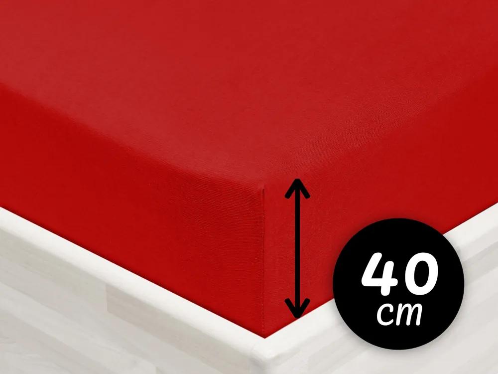 Jersey napínacie prestieradlo na extra vysoký matrac JR-007 Sýto červené 140 x 200 - výška 40 cm