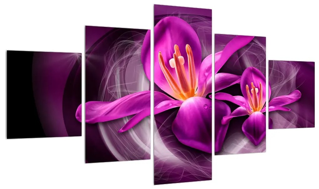 Moderný fialový obraz kvetov (K013576K12570)