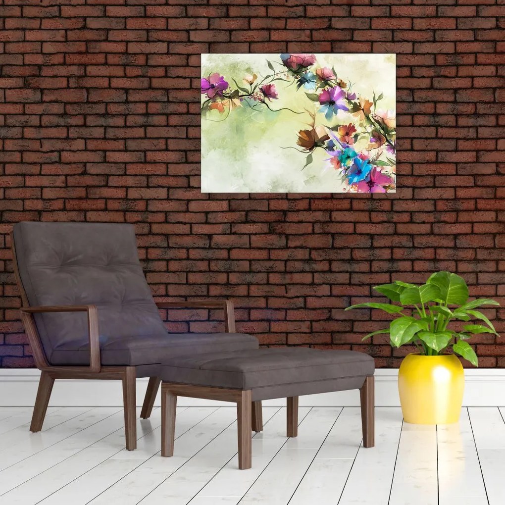 Sklenený obraz - Maľba kvetu (70x50 cm)