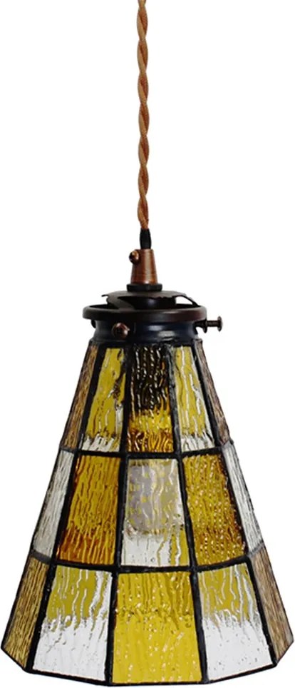 Závěsná lampa Tiffany Hnědá, Bílá 15*115 cm E14/max 1*25W - Ř 15*115 cm E14/max 1*25W