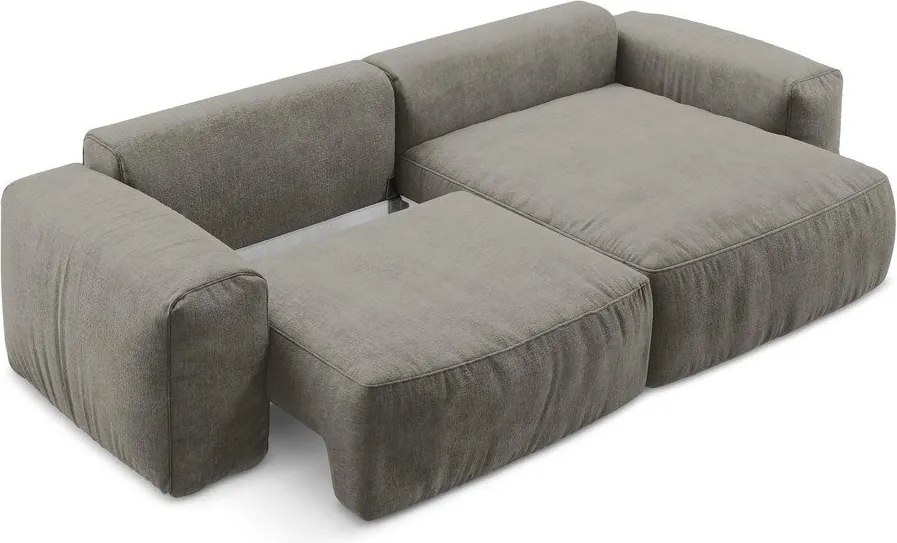 Sivá ženilková rozkladacia rohová pohovka (pravý roh/s leňoškou) Kuki – Makamii