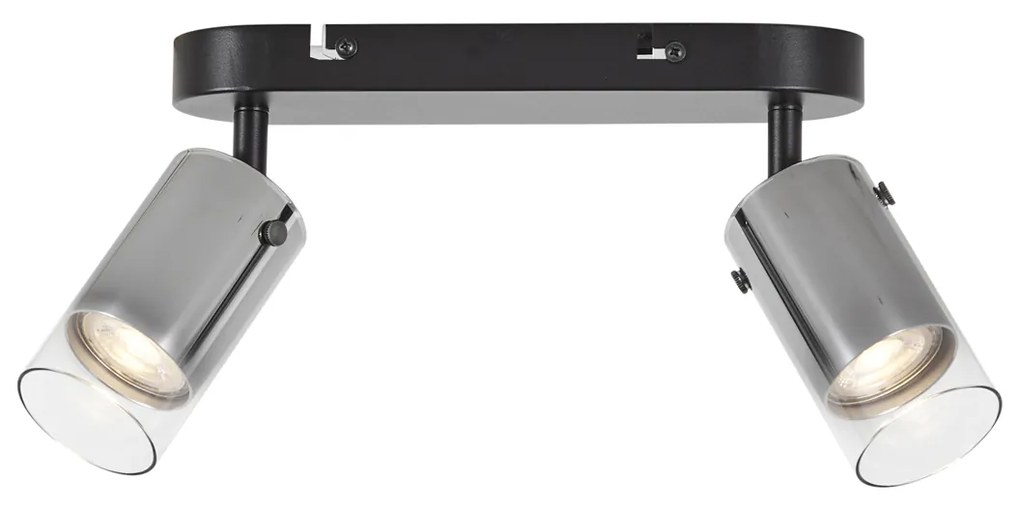 Moderné stropné bodové svietidlo Gunmetal 2-svetlá otočné a nastaviteľné - Drain