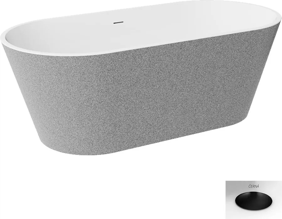 Besco Akrylátová voľne stojaca vaňa Deeva Glam S 150x75 (160x75, 170x80, 180x80) BESCO-Typ výpuste: Click-Clack so štrbinovým prepadom, grafit, BESCO…