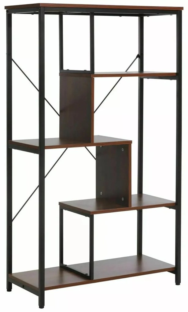 Regál Net B 75 cm ořech tmavý/černý