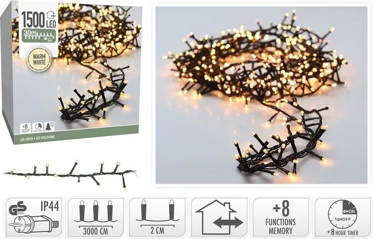Svetelná vianočná reťaz Twinkle 30 m, 1500 LED